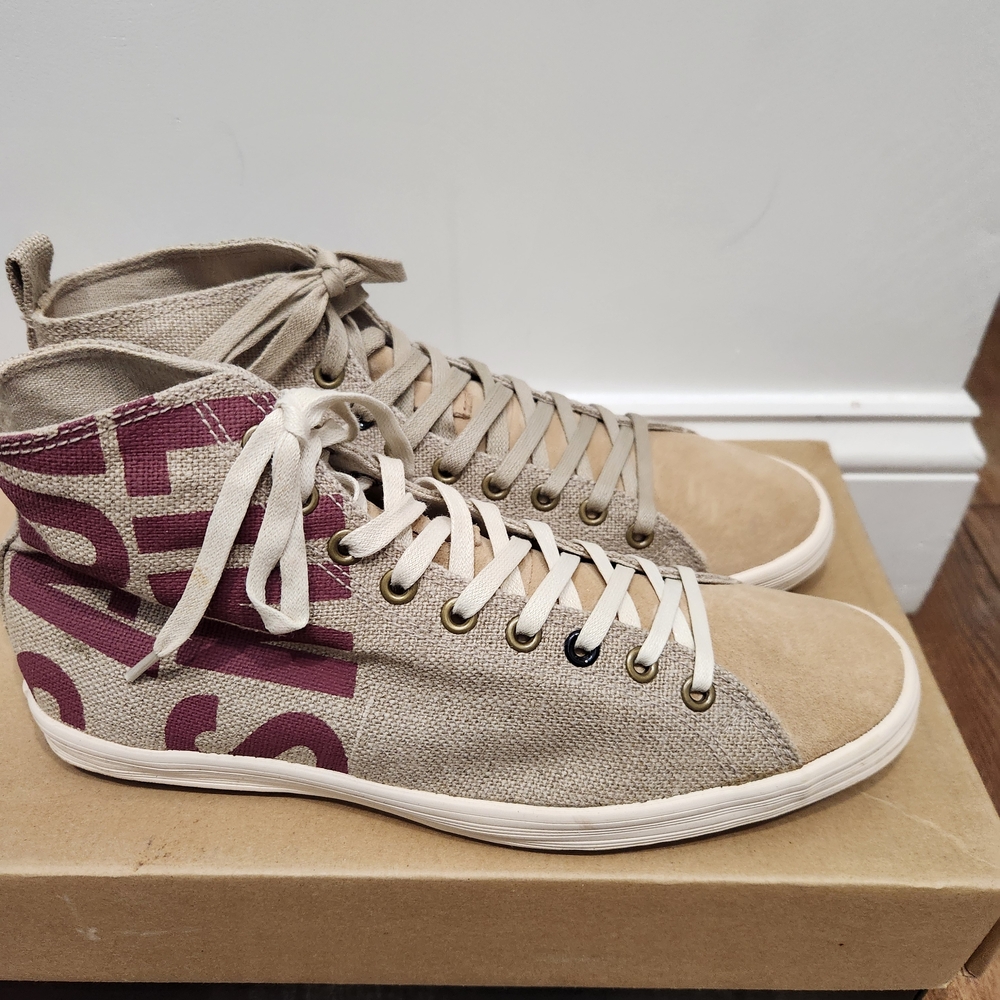 Paul Smith Beige and Burgundy High-Top Sneakers
